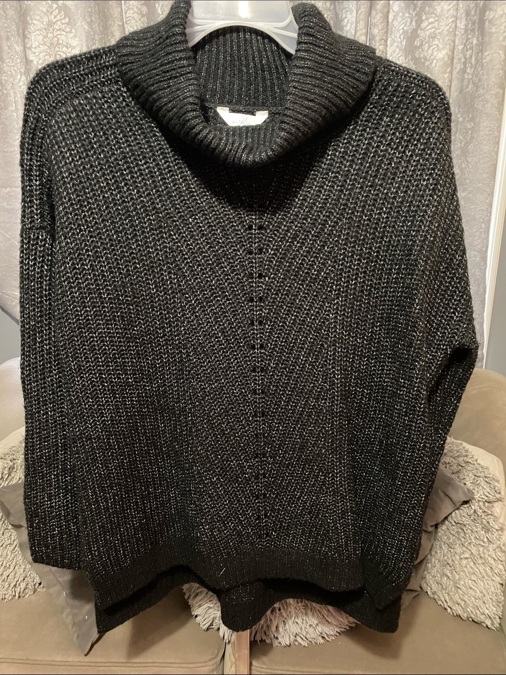 Time and Tru Black Cowl Neck Sweater
